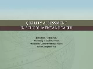 Quality Assessment in School Mental Health
