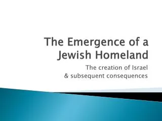 The Emergence of a Jewish Homeland