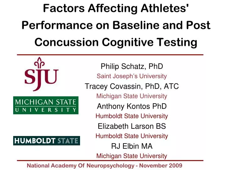factors affecting athletes performance on baseline and post concussion cognitive testing