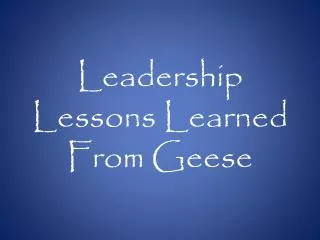 Leadership Lessons Learned From Geese