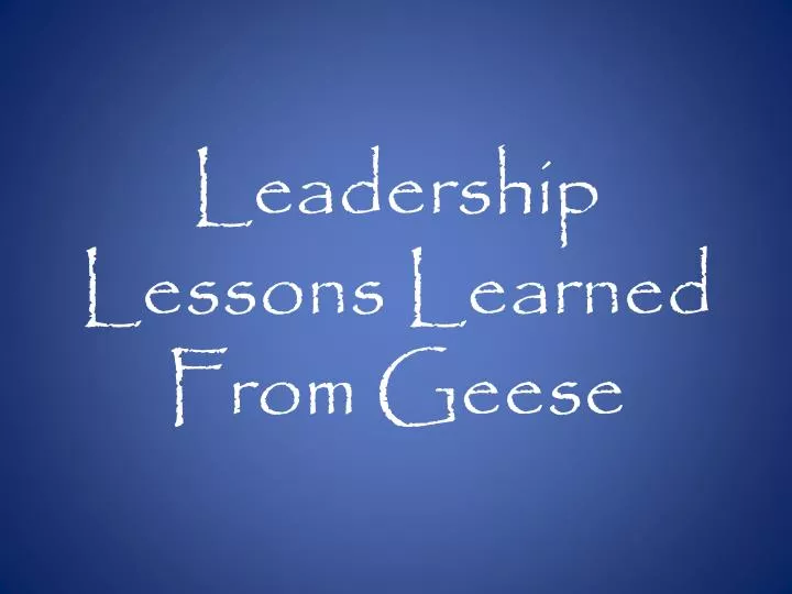 leadership lessons learned from geese
