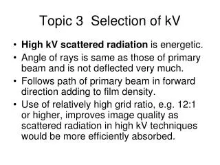 Topic 3 Selection of kV