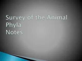 Survey of the Animal Phyla Notes