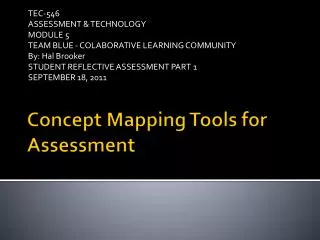 Concept Mapping Tools for Assessment