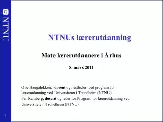 ntnus l rerutdanning m te l rerutdannere i rhus 8 mars 2011
