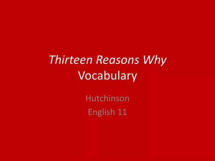 thirteen reasons why vocabulary