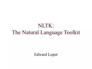 NLTK: The Natural Language Toolkit