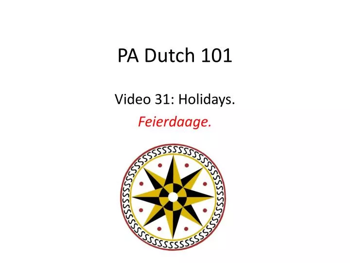 pa dutch 101