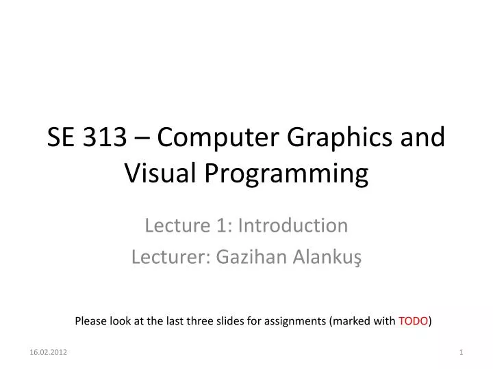 se 313 computer graphics and visual programming