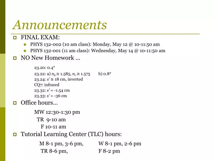 announcements