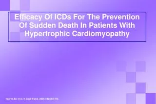 Efficacy Of ICDs For The Prevention Of Sudden Death In Patients With Hypertrophic Cardiomyopathy