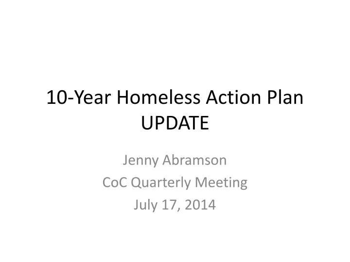 10 year homeless action plan update
