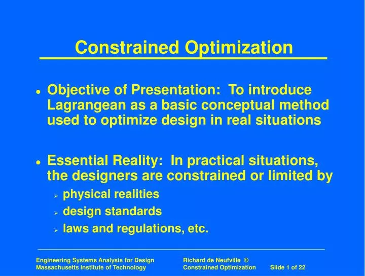 PPT - Constrained Optimization PowerPoint Presentation, Free Download ...