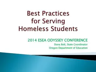 Best Practices for Serving Homeless Students