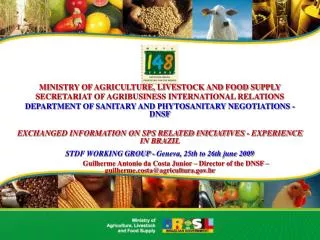 MINISTRY OF AGRICULTURE, LIVESTOCK AND FOOD SUPPLY