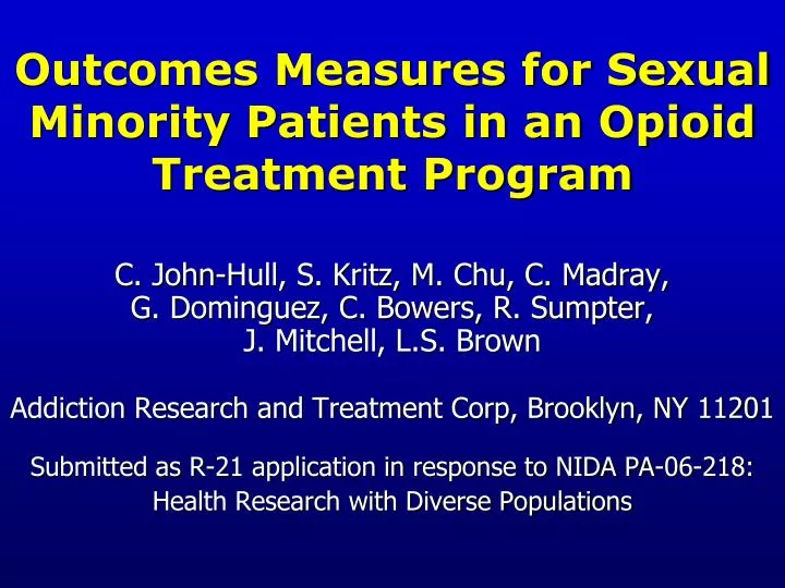 outcomes measures for sexual minority patients in an opioid treatment program