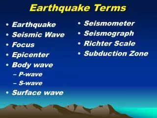 Earthquake Terms