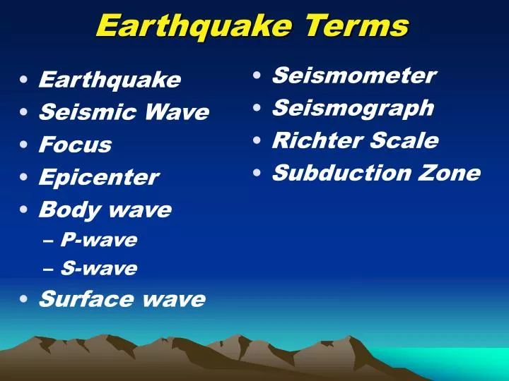 earthquake terms