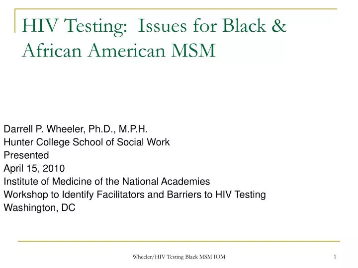 hiv testing issues for black african american msm