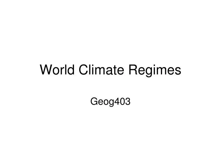 world climate regimes