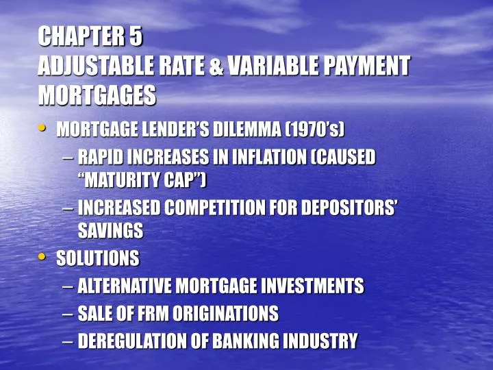 chapter 5 adjustable rate variable payment mortgages
