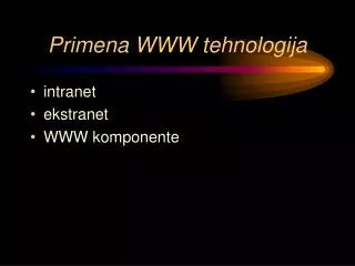 primena www tehnologija