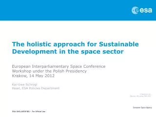 The holistic approach for Sustainable Development in the space sector