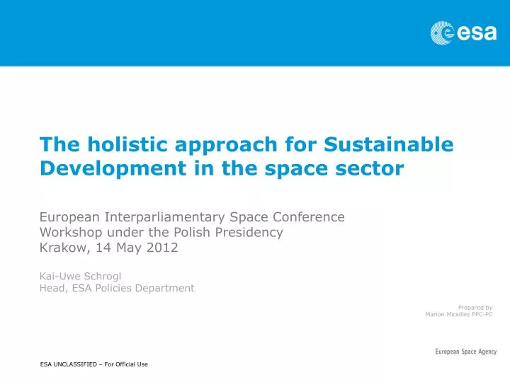 the holistic approach for sustainable development in the space sector