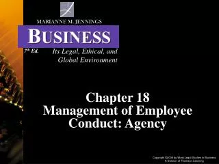 Chapter 18 Management of Employee Conduct: Agency