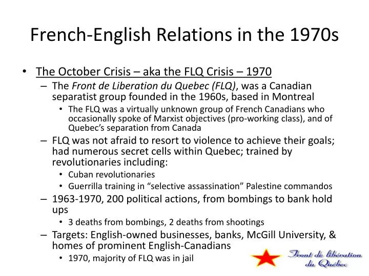 french english relations in the 1970s