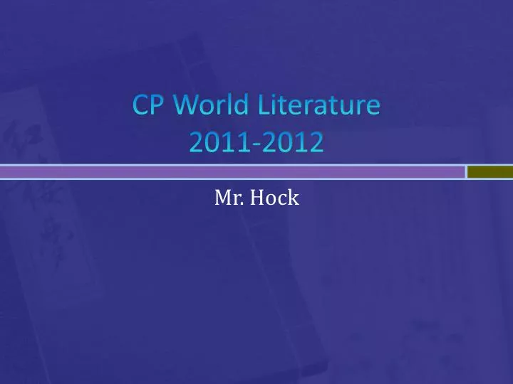 cp world literature 2011 2012