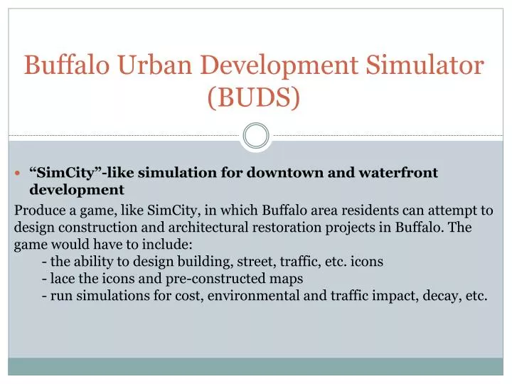 buffalo urban development simulator buds
