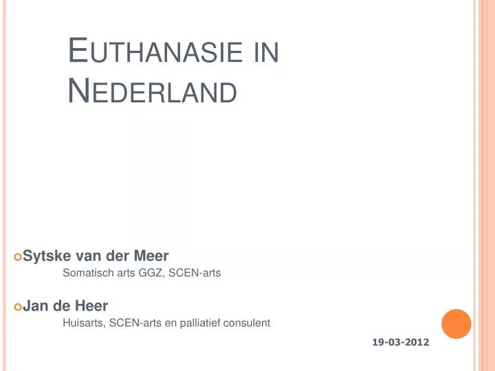 euthanasie in nederland