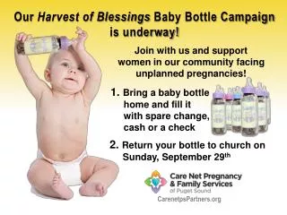 Join with us and support women in our community facing unplanned pregnancies!