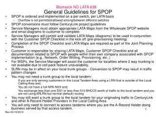 General Guidelines for SPOP