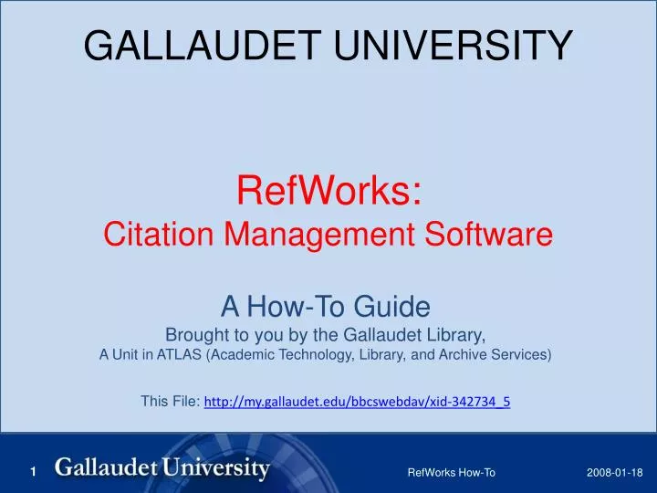 gallaudet university refworks citation management software