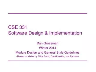 CSE 331 Software Design &amp; Implementation