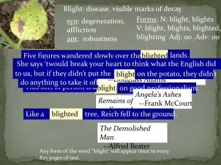 Blight: disease, visible marks of decay