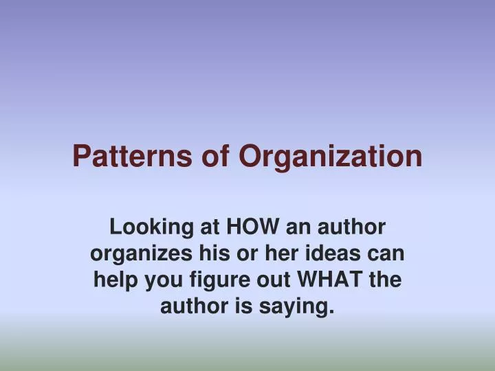 patterns of organization