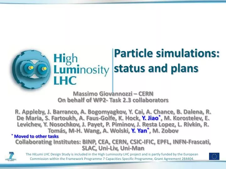 particle simulations status and plans