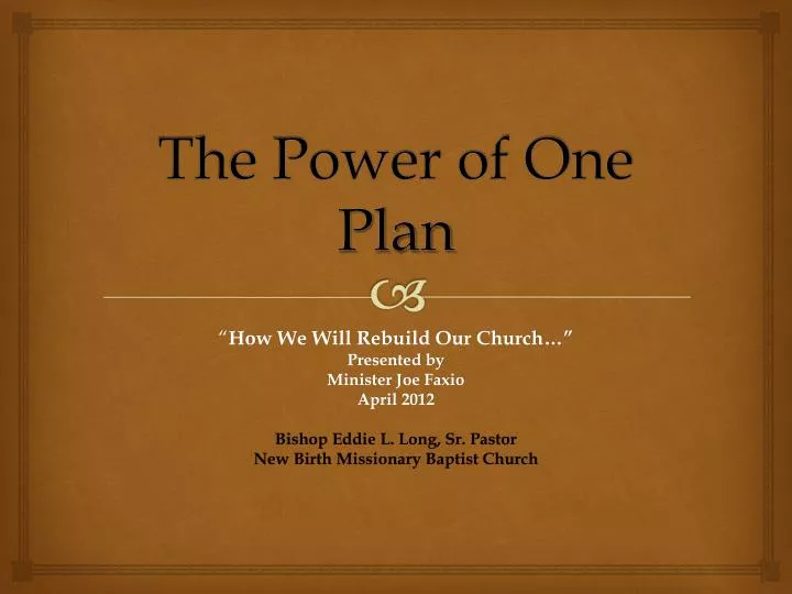 the power of one plan