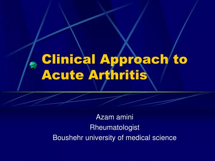 clinical approach to acute arthritis