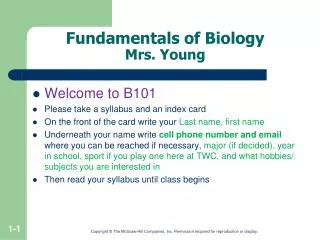 Fundamentals of Biology Mrs. Young