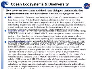 Ocean Ecosystems &amp; Biodiversity