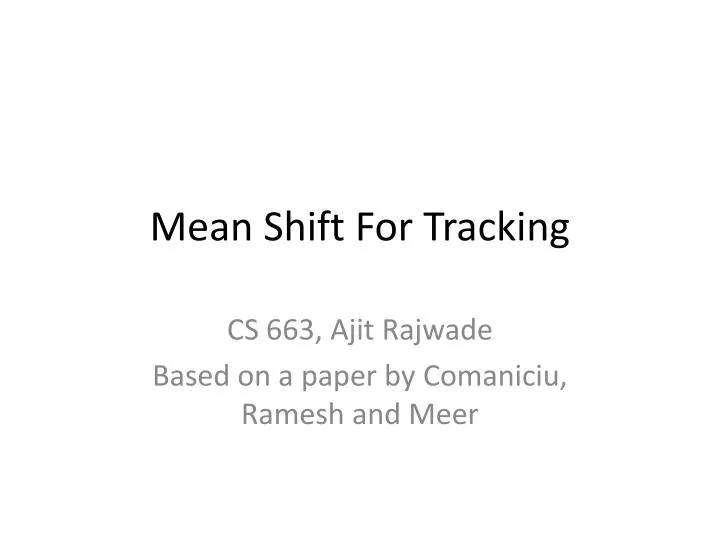 mean shift for tracking