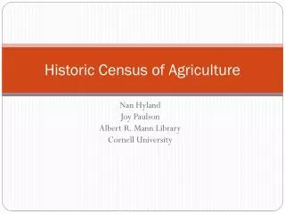 Historic Census of Agriculture