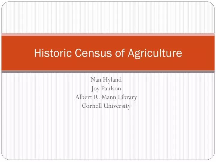 historic census of agriculture