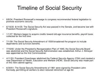 Timeline of Social Security