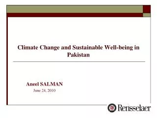 Climate Change and Sustainable Well-being in Pakistan