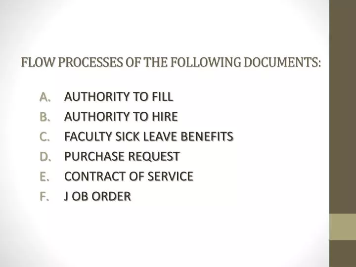 flow processes of the following documents